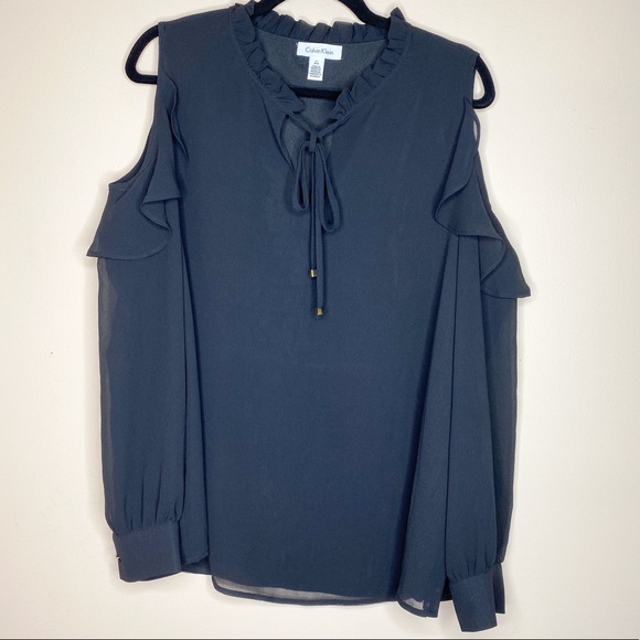 {Calvin Klein} cold-shoulder blouse - Picture 1 of 7
